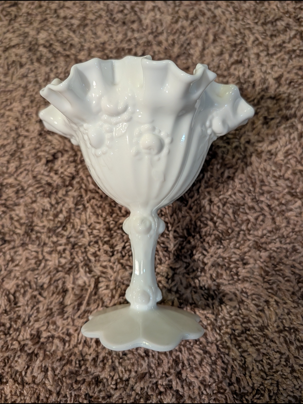 Elegant White Milk Glass Compote Vase - Home Accents